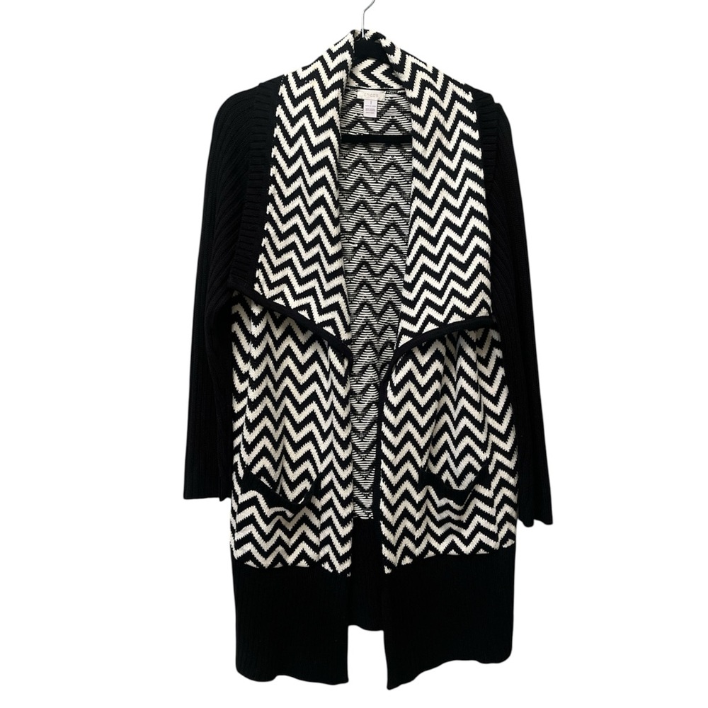 Chico's Black and White Chevron Cardigan
